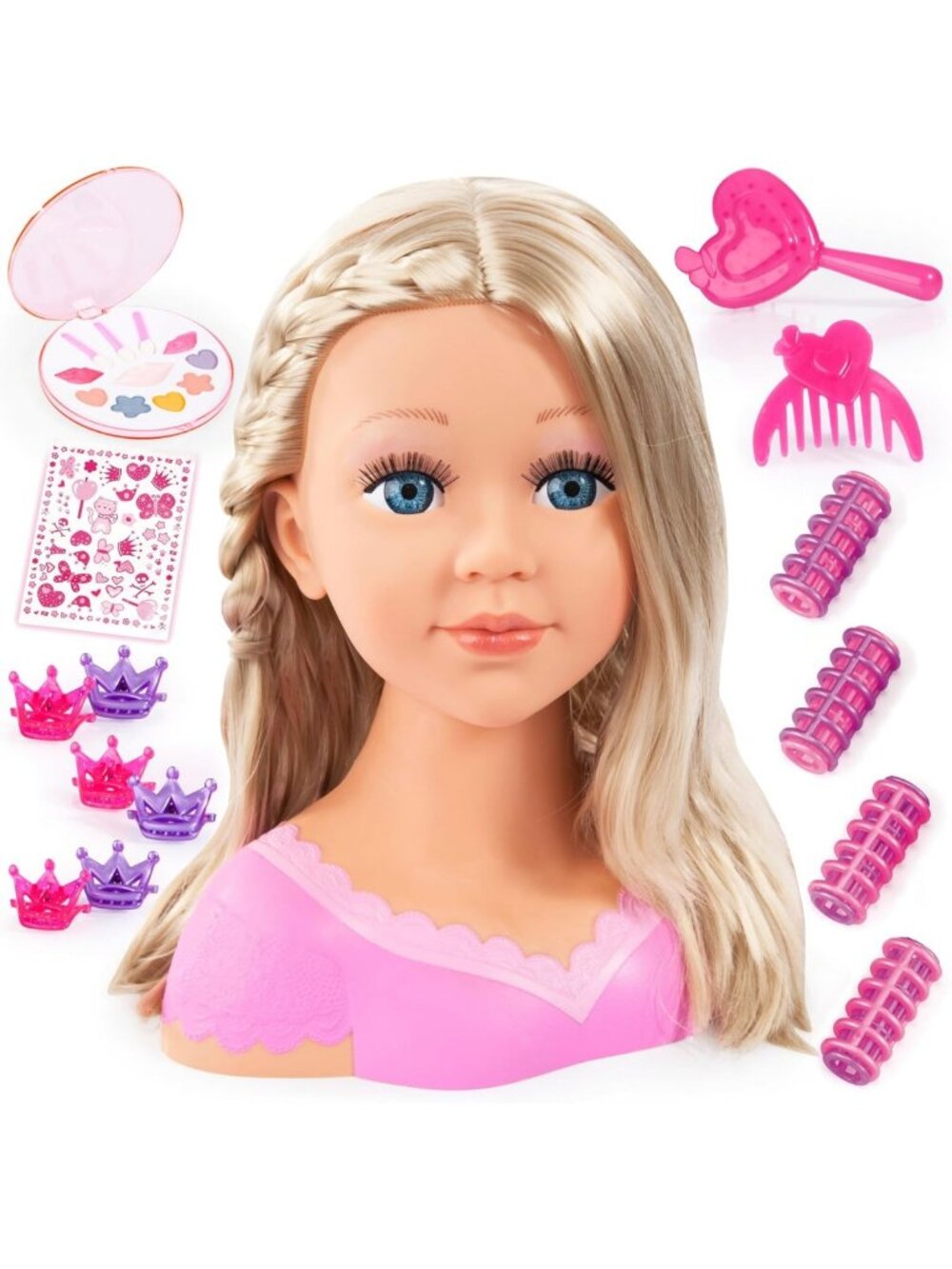 Super Model Blonde Styling Head with Makeup - Fashion Doll Playset for Kids